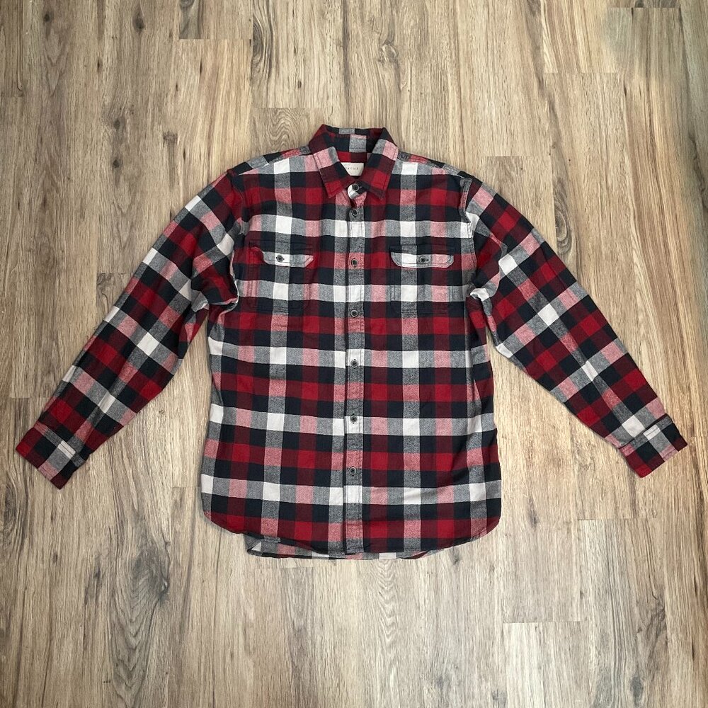 Jachs Men's Brawny Heavy Flannel Shirt‎ Jacket Black Red Plaid Size XLT